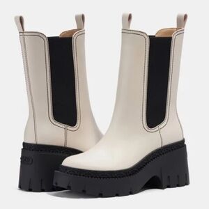 Coach Cream and Black Ankle Booties